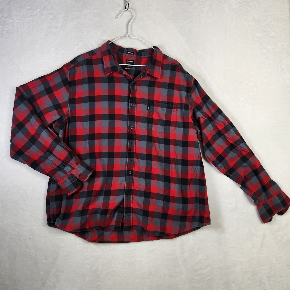 Dickies‎ Modern Fit Flannel Shirt Mens 3XL Red Gray Black Plaid Button Up